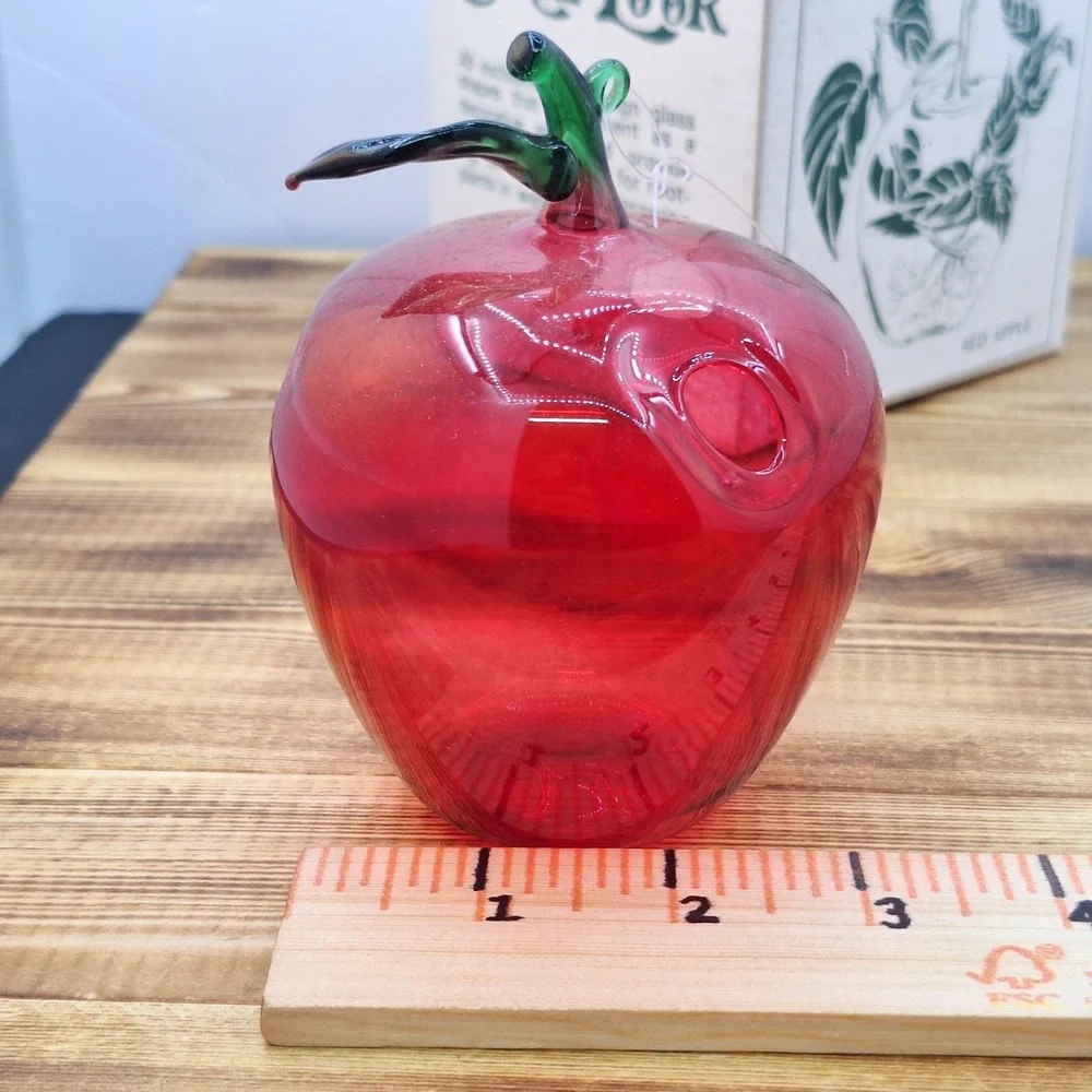 Red Apple Hand-blown Hanging Propagation Air Plant‎ Glass Sears Box